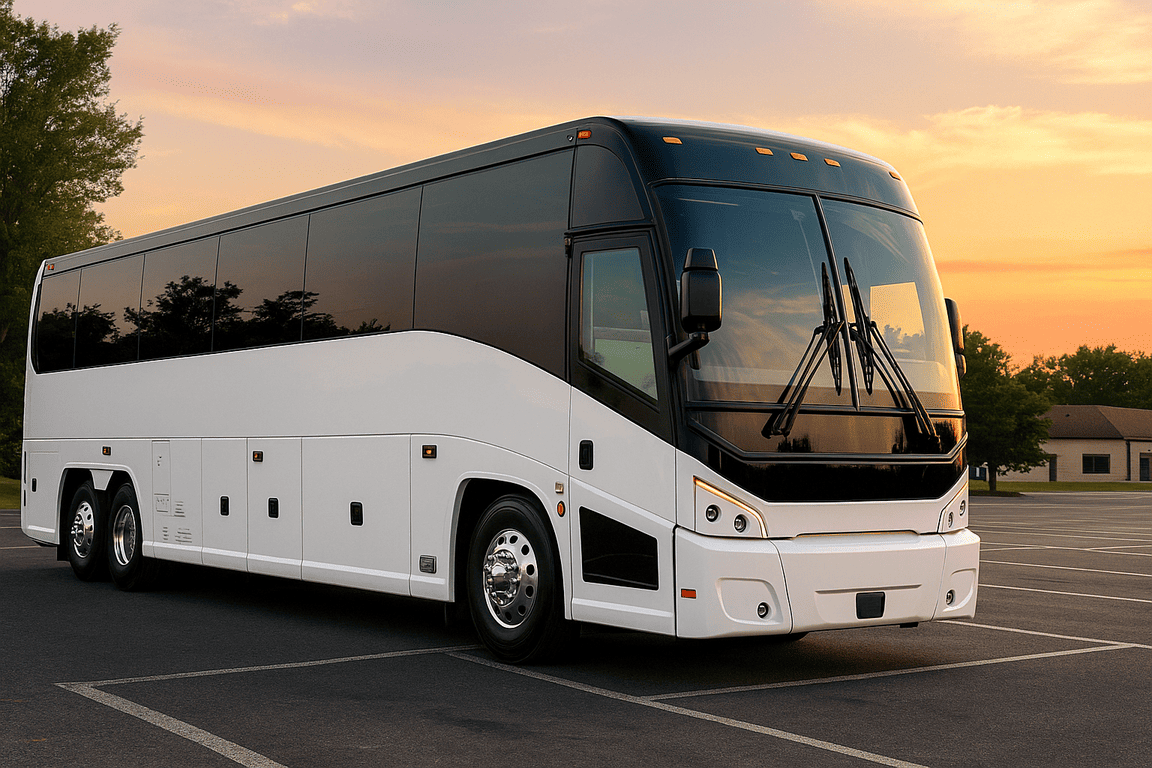 Group traveling on a charter bus