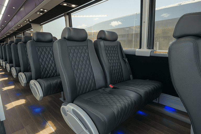 Leather seats on minibus